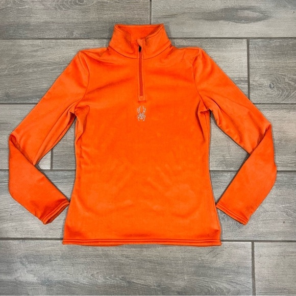 Spyder Sweaters - Spyder Orange Shimmer Quarter Zip T Neck Top Ski Winter Snow Layer Women’s M